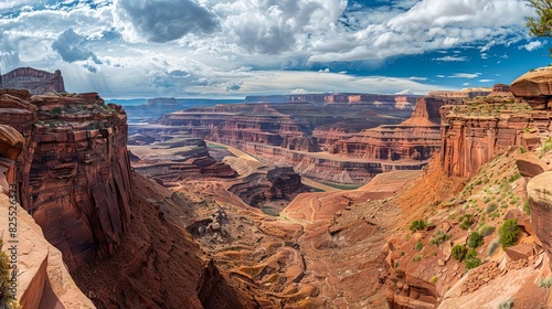 aweinspiring canyon panorama sheer rock walls and winding river majestic landscape photography