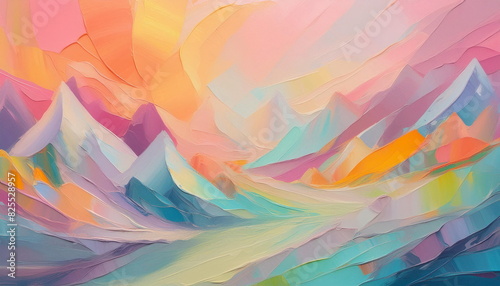 Abstract Oil Painting. Universal Template for Text, Design of Websites, Landing Pages. Imitation Mountain Ridge.