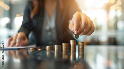 Coin stacking as a symbol for effectively managing finances and investments in times of inflation