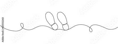 Shoe print icon drawn with one continuous line. Single line frame with shoe print. Vector editable line illustration