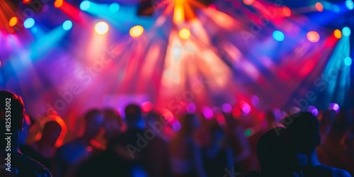Blurred colorful lights on the dance floor at the party