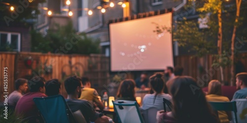 Watching a movie in the backyard with friends