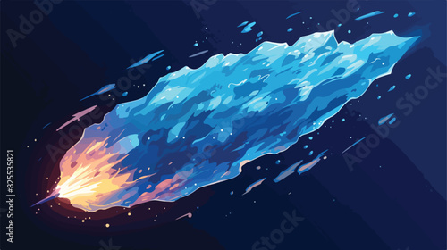 Colorful blue space meteor comet meteorite or aster