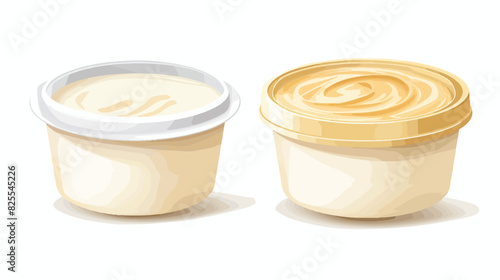 Empty cream cheese container with plastic lid and p