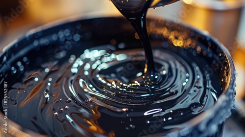 Preparing black wax for sugaring Melting and heating close up depilatory wax in a circular vessel