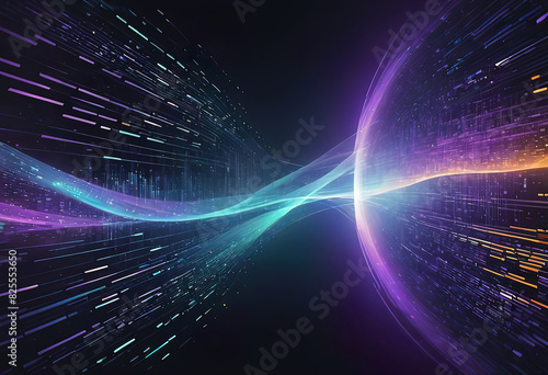 Digital background of technological operations, digital code flow, neural networks, artificial intelligence, transmission and encryption of data in digital archives,
