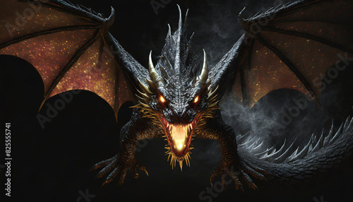 cabeza de dragón que esta lanzando fuego por la boca con fondo oscuro