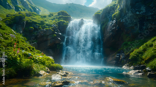 A Small Waterfall Cascading Down a Mountainside, A Refreshing Sight