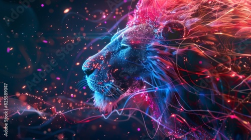 A small but powerful lion represents the quark with its innate ability to combine and form larger particles.