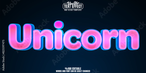 Unicorn editable text effect, customizable pink and soft 3D font style