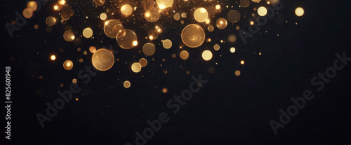 Hintergrund mit fallenden goldenen Glitzerpartikeln. Fallendes Goldkonfetti mit magischem Licht. Schöner heller Hintergrund