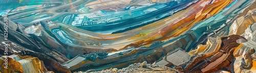 Photo of a colorful panorama of a gold mining operation