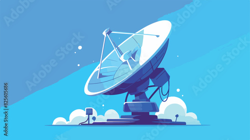 Satellite radar dish with antenna icon. Cosmic comm