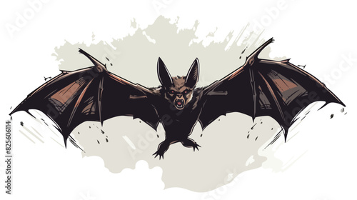 Scary flying Halloween vampire bat sketch style vec