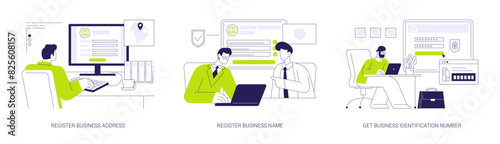 Business registration abstract concept vector illustrations.