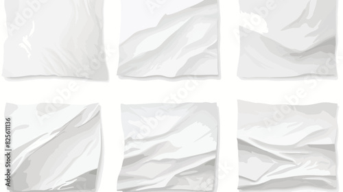 Set of white wrinkled and creased paper sheets or p