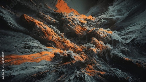 Abstract background, rocky textures, orange, gray and black colors. 