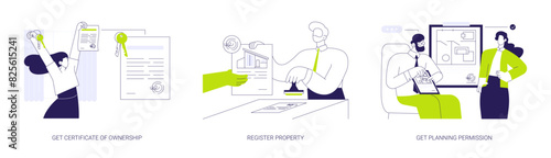 Real estate documents abstract concept vector illustrations.