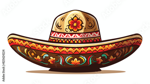 Traditional Mexican wide brimmed sombrero hat sketch