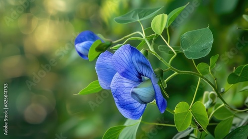 Centrosema virginianum flower known as Wild blue vine Blue bell and Wild pea Spurred Butterfly Pea flower belonging to the Fabaceae family a species of the butterfly pea group Close up pers