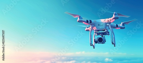 drone with high resolution digital camera fly on a blue sky