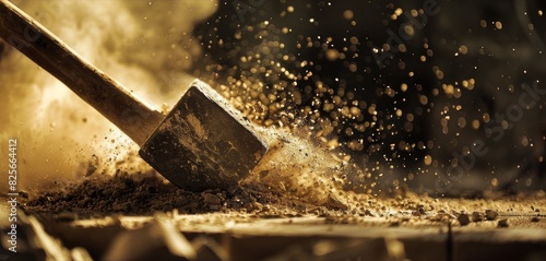 Dust flying as a brick hammer strikes a perfectly chiseled piece into position.