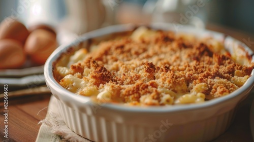 A creamy rich mac and cheese casserole baked with a crispy breadcrumb topping satisfies even the pickiest of eaters.