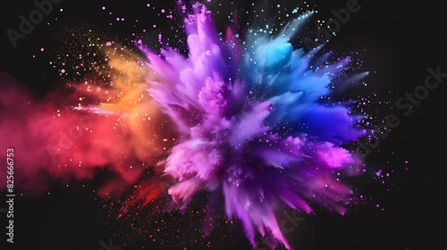 "Colorful Powder Explosion Vector Stock: Freeze Motion Rainbow Splash"