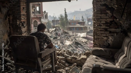 somber scene of destruction in earthquakes wake shattered buildings and lives photojournalism