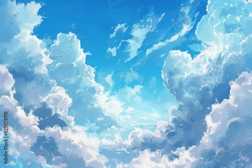 Blue sky clouds fantastic background - generative ai