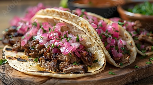 Barbacoa Beef Taco with Pickled Onions A Flavorful and Colorful Mexican Dish