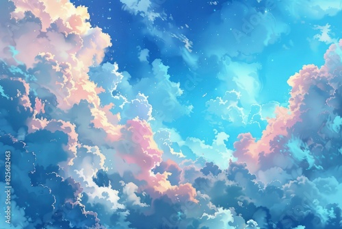 Blue sky clouds fantastic background - generative ai