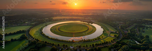 view of the city of aliens, Aerial View of Sandown Park Racecourse, Esher