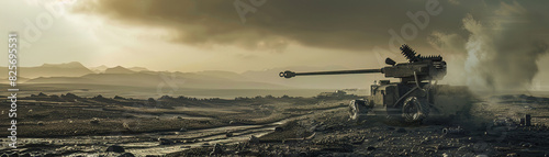 An anti aircraft gun scans the sky, its barrel a silent sentinel, ever watchful for threats from above
