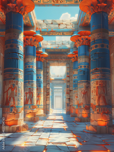 Ancient Egyptian Temple Interior Columns