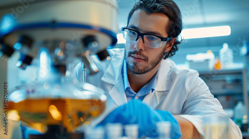 Laboratory technician using a centrifuge to separate samples