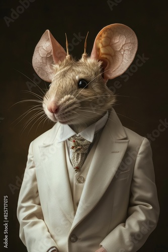 Rat with white coat on black background 🐭🖼️ Elegant portrait captures charm in simplicity. Striking and timeless! #RatPortrait