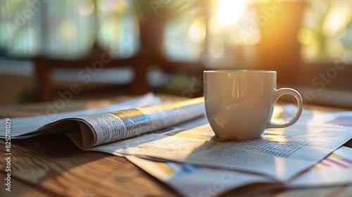 Hot coffee morning newspaper financial concept