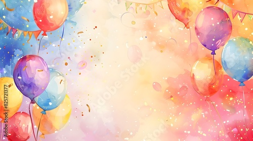 Vibrant Watercolor New Year s with Floating Balloons Sparklers and Festive Decor