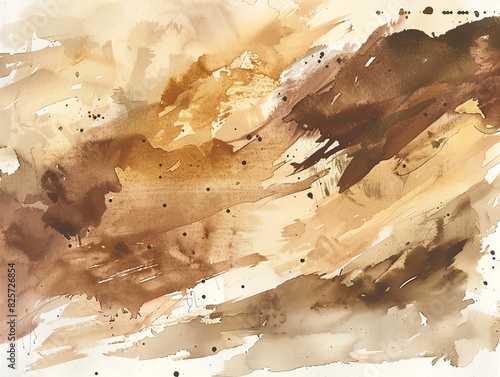 Artistic watercolor brushstrokes in earthy tones, textured and organic feel