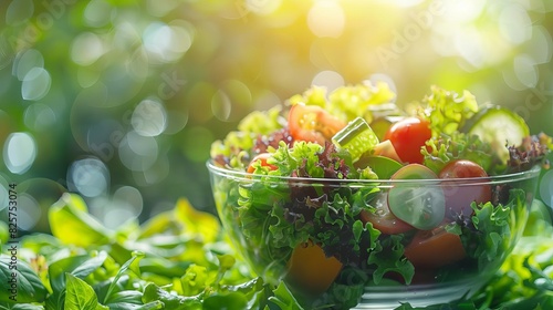 fresh salad bowl close up, focus on, copy space vibrant greens, double exposure silhouette with vegetables
