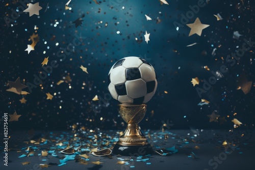 Soccer ball on a league trophy