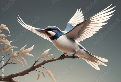 Comic-style-a-3D-render-of-a-swallow-landing-on-a-