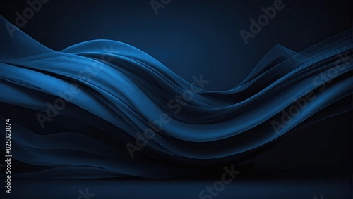 Abstract lines blue wavy dark background with smooth soft lines