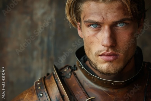 Rugged warrior with piercing blue eyes