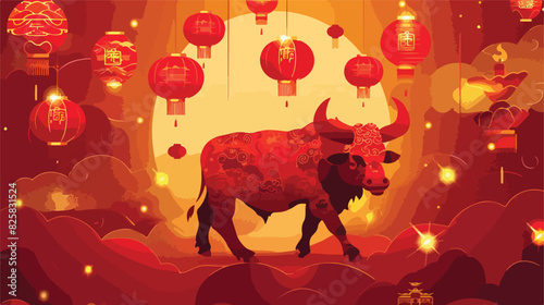 Happy chinese new year 2001 the year of ox background
