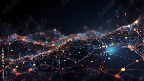 Digital abstract background for data transmission and encryption, artificial intelligence (AI), neural networks, digital archives, audio and visual representations, and scientific study. Make a copy..