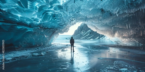 Organically created enchanted ice caverns in Iceland near Jokursalon glacier lake that are only accessible in the winter season.