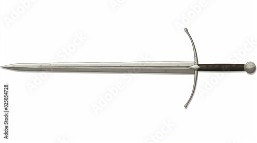 Medieval two-handed sword on white background