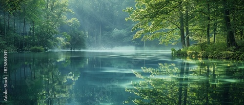 Serene lake forest image